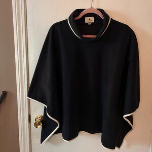 TUCKERNUCK Piper Poncho Navy Blue with White Leather Trim OS